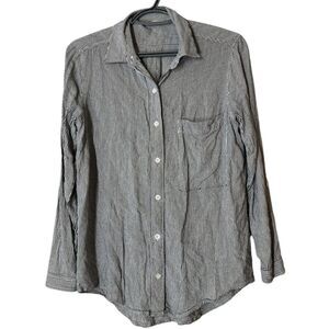 Club Monaco Blue White Button Up Blouse Womens Sz S Nautical Beachy Coastal